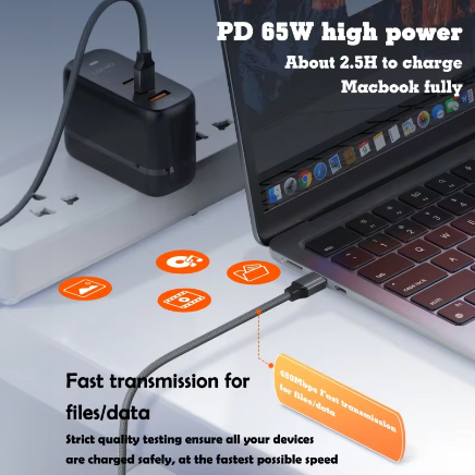 Kabel do szybkiego ładowania USB-C na USB-C 65W LDNIO LC442C 2m