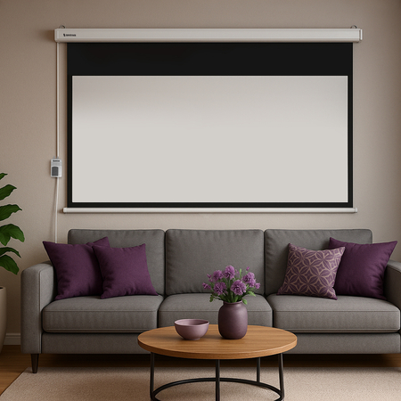 Ekran do Projektora Sufitowy Ścienny SST Elektryczny Napinany 100" cali z Pilotem Rozwijany