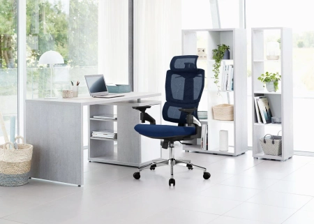 Krzesło biurowe ergonomiczne Spacetronik BARD niebieskie OUTLET