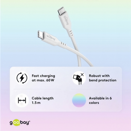 Kabel USB-C 2.0 Goobay silikonowy biały 1.5m