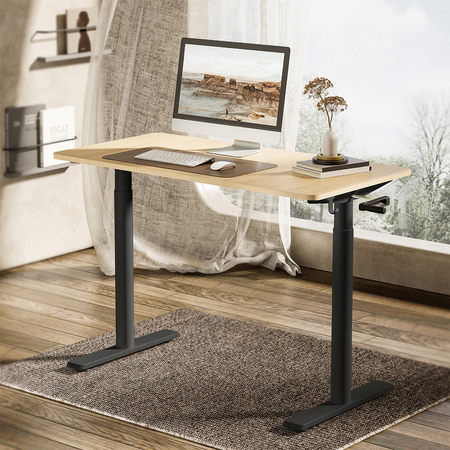 Manual Height-Adjustable Desk Frame Black 