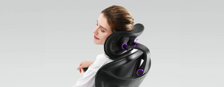 Ergonomiczny fotel biurkowy 6D Spacetronik DORIS 40 czarny z regulowanym zagłówkiem i podłokietnikami