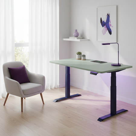 Biurko regulowane Vegard elektryczne dwusilnikowe MDF granatowo-zielone - zdjęcie 2