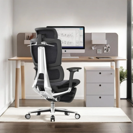 Fotel ergonomiczny biurowy 3D z podnóżkiem Spacetronik Torhild Szary OUTLET
