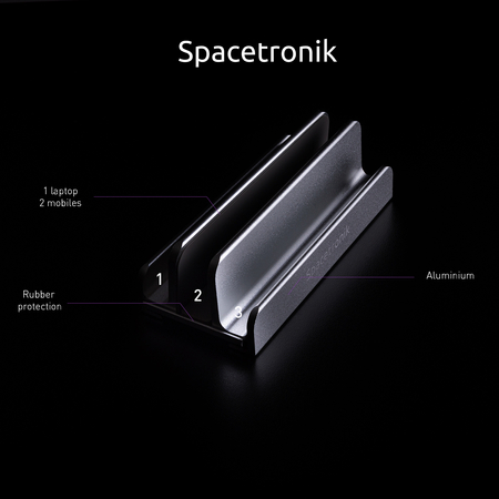 Podstawka pod laptopa i telefony Spacetronik srebrna