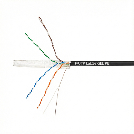 Skrętka LAN kat.5e F/UTP GEL+PE 305m CU CZARNA ŻEL