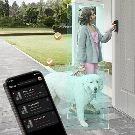 Wideodomofon z inteligentnym zamkiem do drzwi AL501 2K, WiFi, PIR, aplikacja ARPHA PLUS
