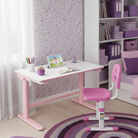 Zestaw biurko elektryczne z krzesłem dla dziewczynki – Spacetronik SPE-X112P - zdjęcie 2