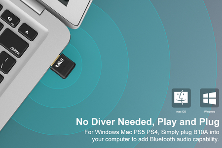 Nadajnik Audio Bluetooth 5.0 USB 1Mii B10A Windows Mac PS4