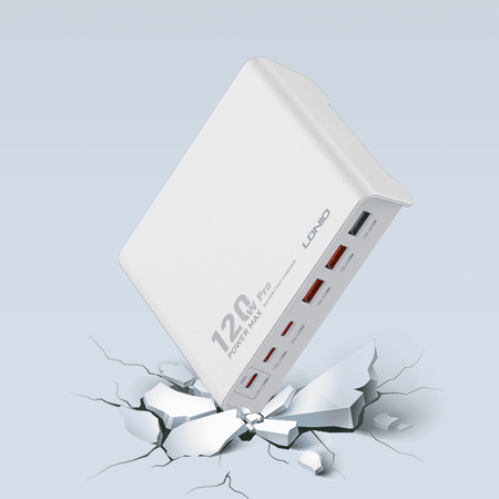 120W 6 Port USB A und C Ladegerät Ldnio Q605 schwarz