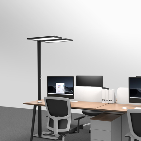 Podwójna lampa podłogowa biurowa GLOW D24 Czarna - zdjęcie 2