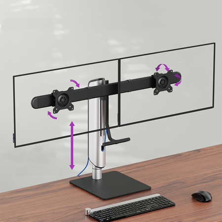 Mobilna podstawa dwa monitory Srebrna Spacetronik - zdjęcie 2