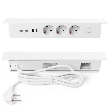 Przedłużacz Podblatowy do Biurka Listwa Zasilajaca USB RJ45 CAT.6 USB Spacetronik SPSU38W_V2