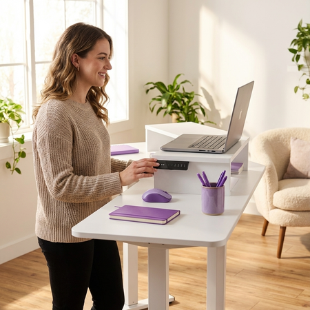 Biurko narożne regulowane SPEL112WW  Spacetronik 120x60 cm białe