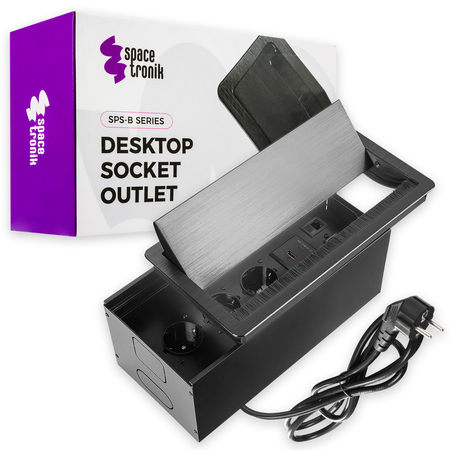 Ukryte Gniazdo Blatowe z Przepustem Kablowym ładowarka PD LAN HDMI Spacetronik SPS-B37B V2