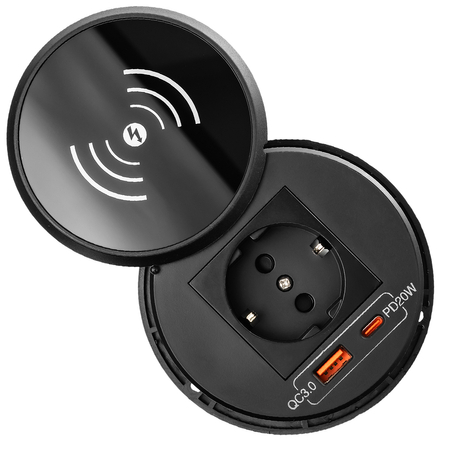 Spacetronik SPS-R1D3W V2 runde Tischsteckdose