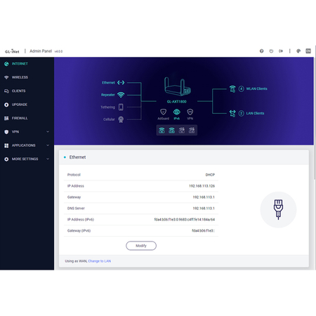 Router mini Wi-Fi 5 VPN GL.iNet Opal GL-SFT1200