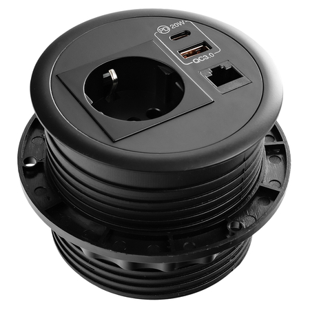 Spacetronik SPS-R1D3W V2 runde Tischsteckdose