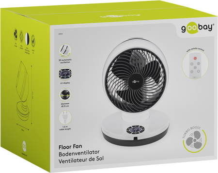Wentylator podłogowy / biurkowy 9" Goobay 70W 3D-Turbo czarny