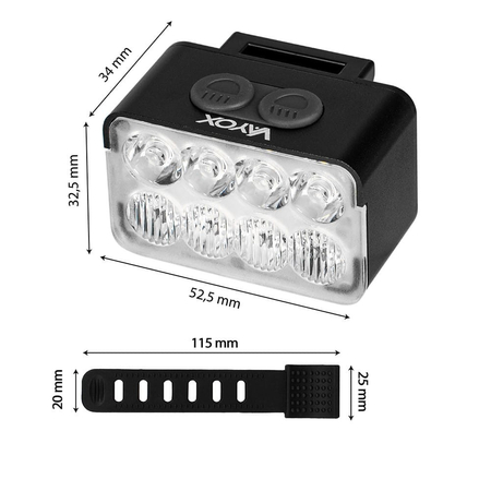 Lampka rowerowa przednia na kierownicę 900lm 8xLED USB-C VA0151 Vayox