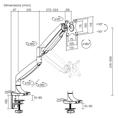 Uchwyt srebrny na monitor Spacetronik SPAS110S