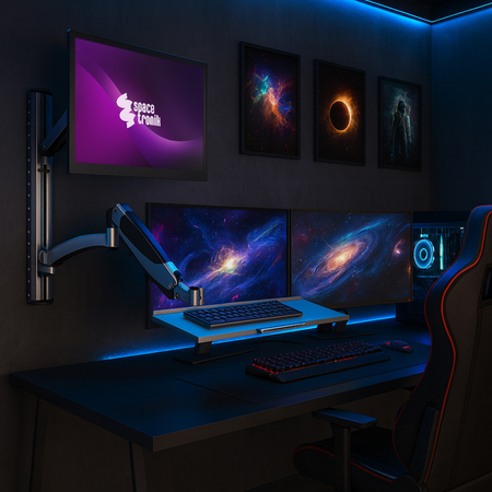 Single Monitor Wall Monitor Mount with Keyboard