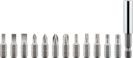 Wkrętak z grzechotką + bity ZESTAW 14-elementowy Goobay