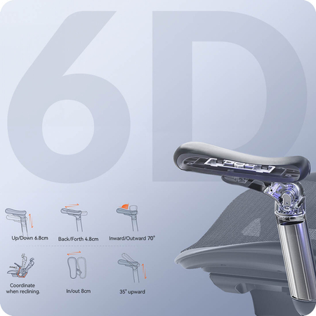 Ergonomiczny fotel biurkowy 6D Spacetronik DORIS 40 czarny z regulowanym zagłówkiem i podłokietnikami