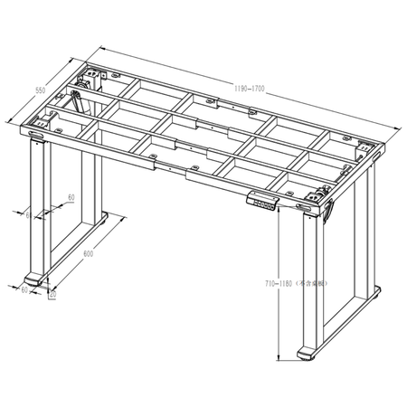 Stelaż biurka elektrycznego SPE426B  71–118 cm czarny 100kg udźwigu