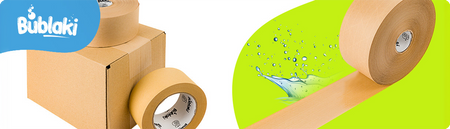 Eko taśma zbrojona z pulpy drzewnej aktywowana wodą 70 mm / 182 m Bublaki BT-W703R (10 szt.)