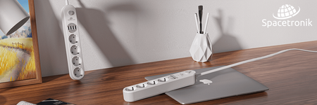 Listwa zasilająca Spacetronik SR-203 4x AC z ładowarką 4x USB 3.4A Auto-id
