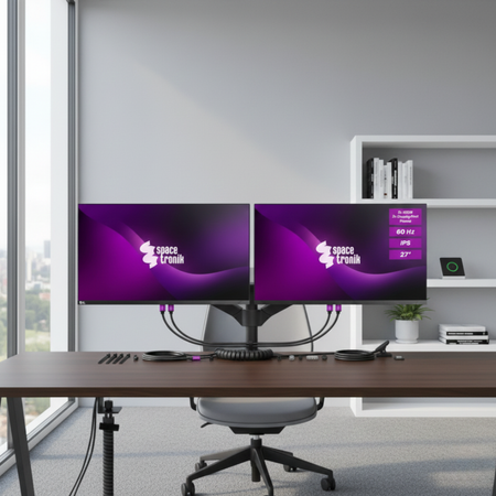 ZESTAW -10%  2x Monitory 27 cali 4K IPS Spacetronik SPA-M2701 + uchwyt + dodatki - zdjęcie 2