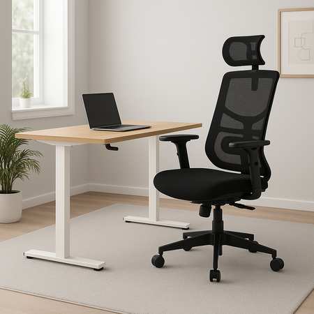 Zestaw ergonomiczny biurko manualne SPE-O113 100×60 + krzesło LUMBO 33 - zdjęcie 2