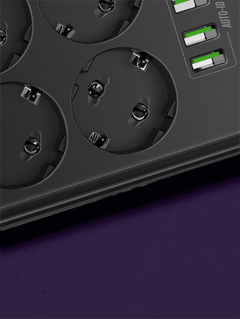 Listwa zasilająca Spacetronik SR-204 6x AC z ładowarką 4x USB 3.4A Auto-id