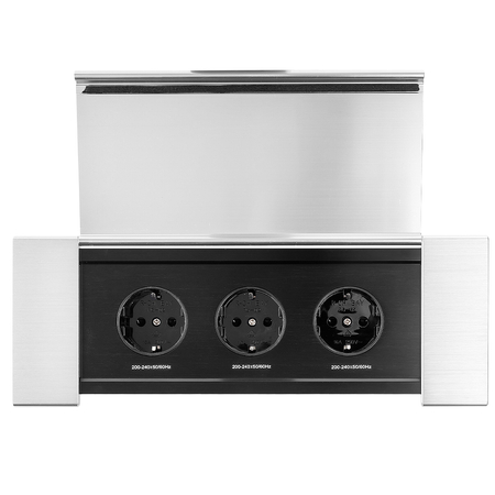 Gniazdo meblowe do biurka z klapką 3x schuko Spacetronik SPS-F33S V2