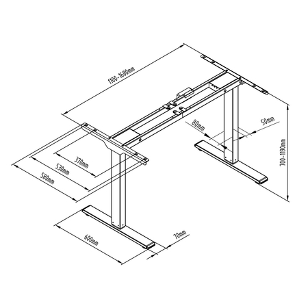 Elektryczny stelaż biurkowy SPE-214RW Outlet B