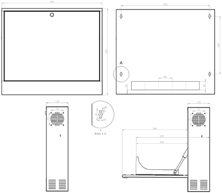 19'' 2U Rackmount Gehäuse 350x130mm WHITE vertikal