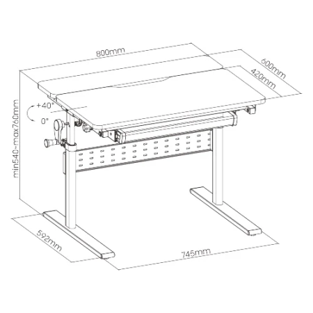 Regulowane biurko dla dziecka Spacetronik XD SPE-X102W 80x60 cm OUTLET