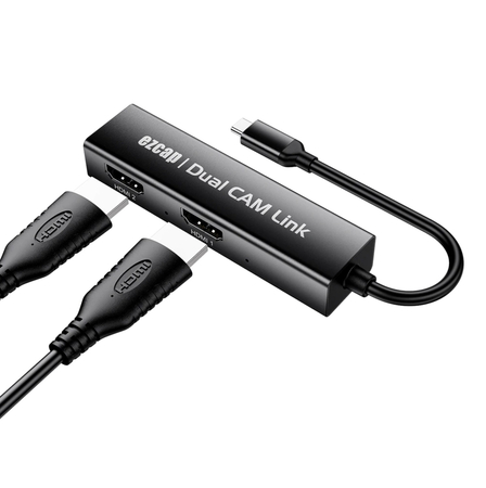 2w1 Nagrywarka wielokanałowa obrazu i dźwięku z dwóch źródeł video mikser  2x HDMI do USB-C Dual CAM Link Ezcap 314