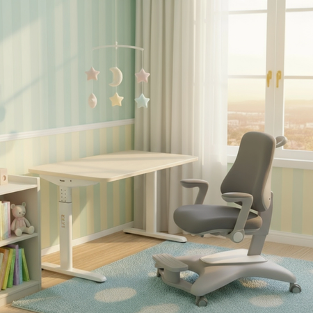 Zestaw dla dziecka regulowane biurko 112×60 z półką + ergonomiczne krzesło Spacetronik XD