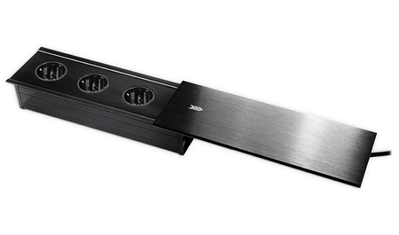 Gniazdo blatowe rozsuwane 3x Schuko do biurka mebli Spacetronik SPS-S33B V2