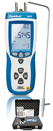 Miernik Różnicy Ciśnień Anemometr z USB PeakTech 5145
