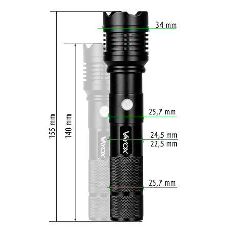 Taktische Metall-Taschenlampe 10W 800lm VAYOX VA0116