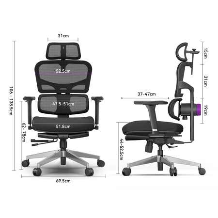 Ergonomiczny fotel Spacetronik LUMBO 44 Czarny Outlet A-