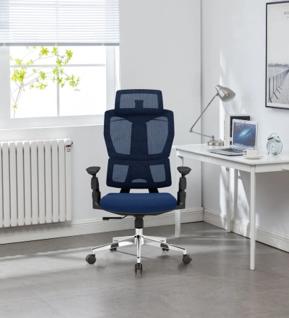 Krzesło biurowe ergonomiczne Spacetronik BARD niebieskie OUTLET