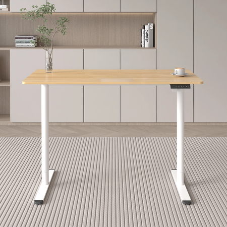 Spacetronik Moris elektrischer Schreibtisch SPE-O121 120x60, Gestell weiß, Platte helles Holz