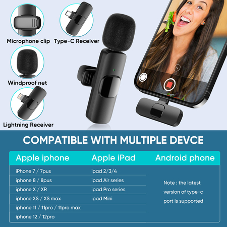 Bezprzewodowy mikrofon krawatowy USB-C do smartphona Android Spacetronik SPU-WM01C