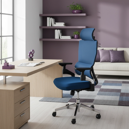 Zestaw ergonomiczny biurowy Biurko Vegard SPEO232 Fotel BARD Lampa Glow D4