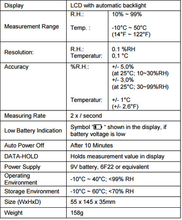 Feuchte-Temperatur-Messgerät. 50 deg PeakTech 5160 - zdjęcie 2