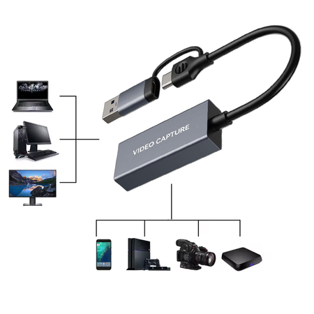 Grabber HDMI 4K60 USB-A USB-C EZCAP 370M Cam Link